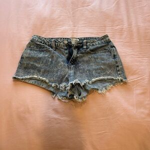 Cello Blue Frayed Jean Shorts